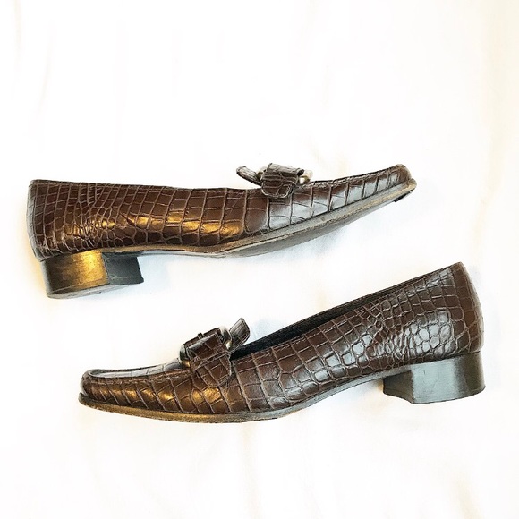 Prada brown croc loafers size 37 - Picture 2 of 5